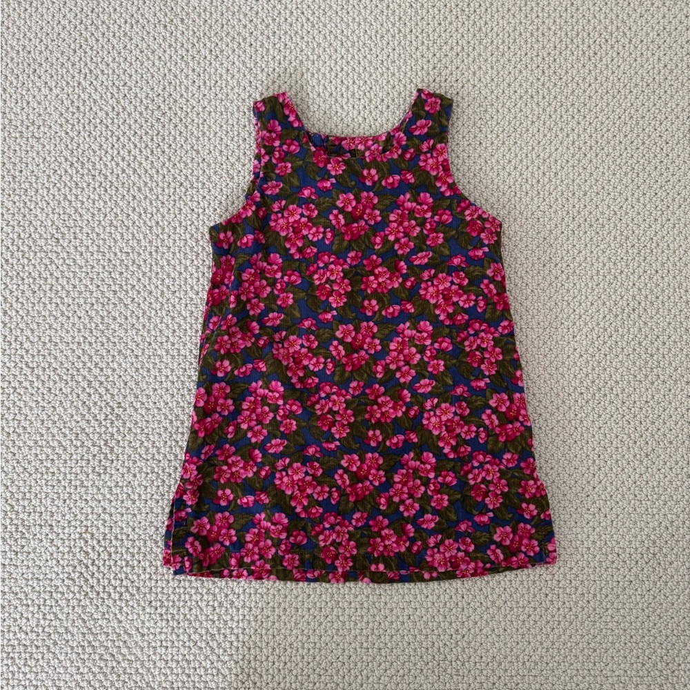 Vintage Floral Sleeveless Corduroy Dress, 100% cotton